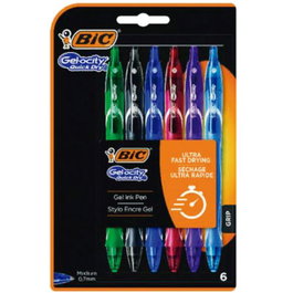 Bic Gelocity Quick Dry Bolígrafos de Tinta de Gel Retráctil, Surtidos, 6 unidades
